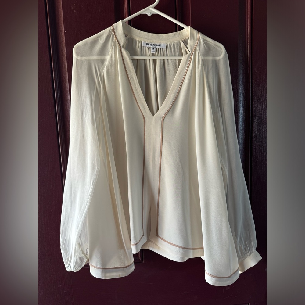 Elizabeth And James Sheer Long Sleeves Silk Blouse Size M